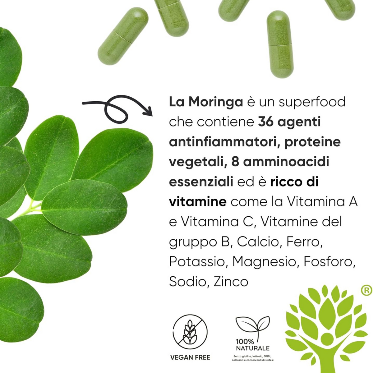 Moringa Oleifera BIO Organic - Integratore in capsule